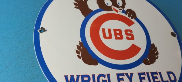 Vintage Cubs Wrigley Field Sign MLB Baseball Stadium Porcelain Gas Pump Sign 305378681206 5