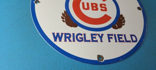 Vintage Cubs Wrigley Field Sign MLB Baseball Stadium Porcelain Gas Pump Sign 305378681206 6