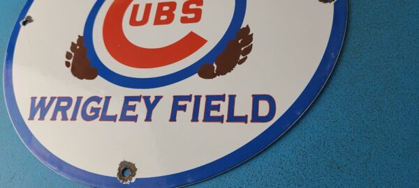 Vintage Cubs Wrigley Field Sign MLB Baseball Stadium Porcelain Gas Pump Sign 305378681206 9