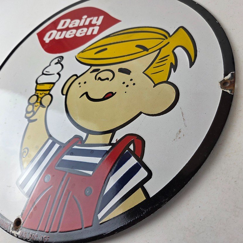 Vintage Dairy Queen Boy Mascot Porcelain Sign - Ice Cream Cone Sign - Image 13