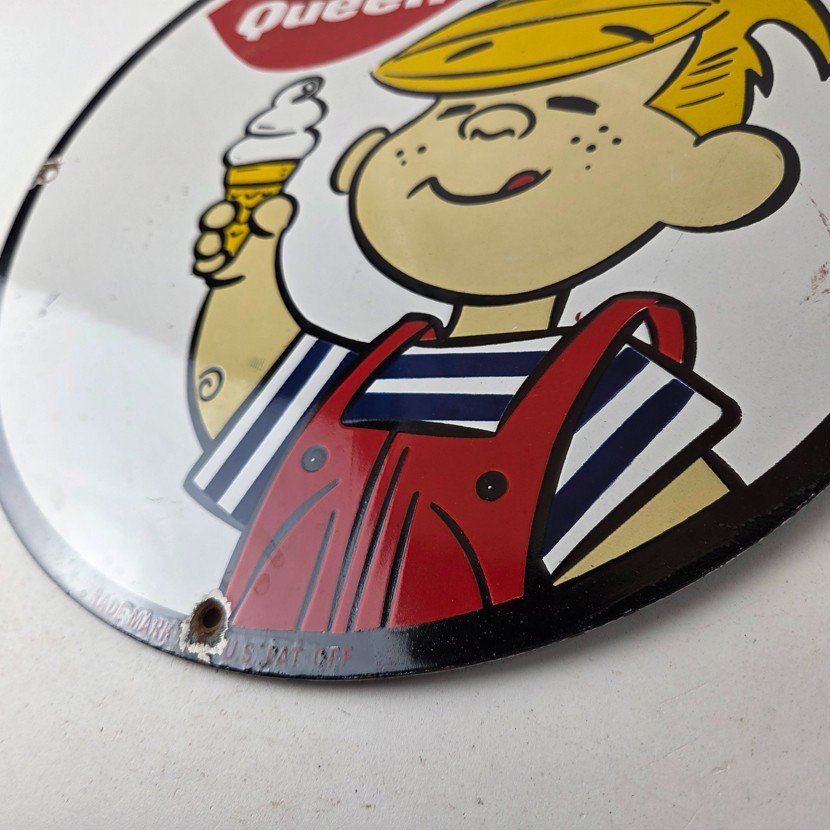 Vintage Dairy Queen Boy Mascot Porcelain Sign - Ice Cream Cone Sign - Image 14