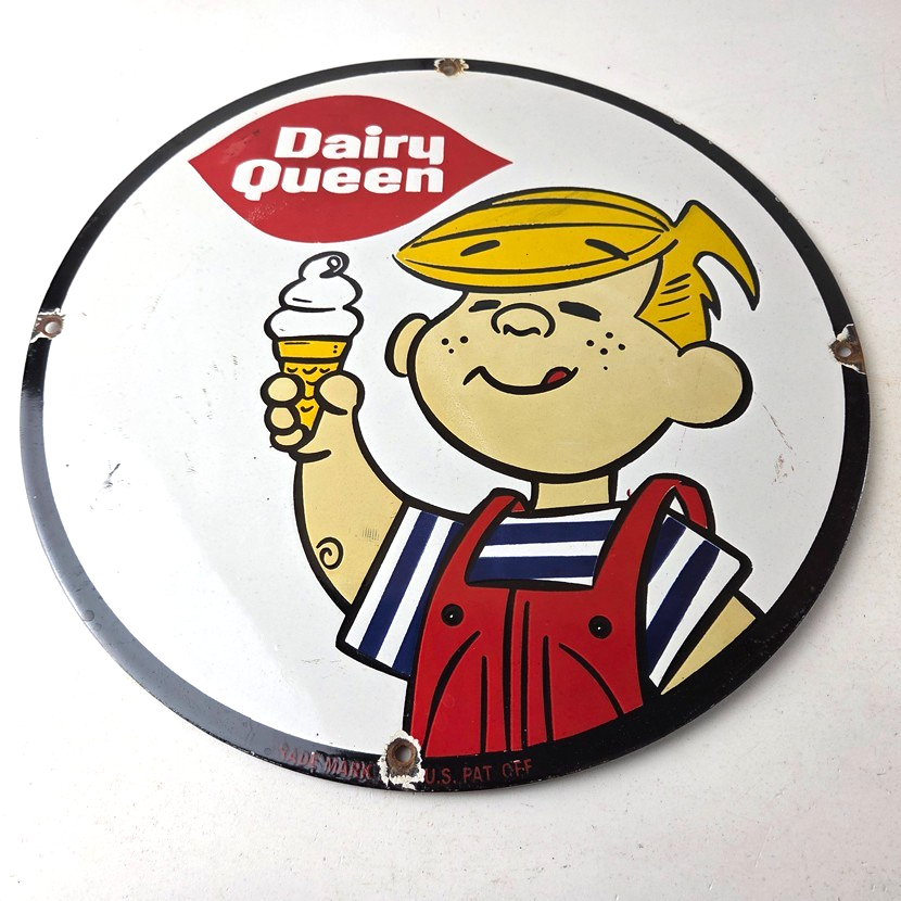 Vintage Dairy Queen Boy Mascot Porcelain Sign - Ice Cream Cone Sign - Image 15