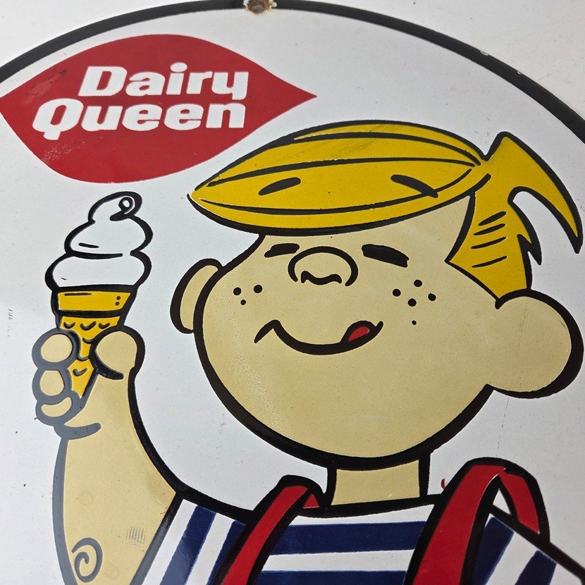 Vintage Dairy Queen Boy Mascot Porcelain Sign - Ice Cream Cone Sign - Image 3