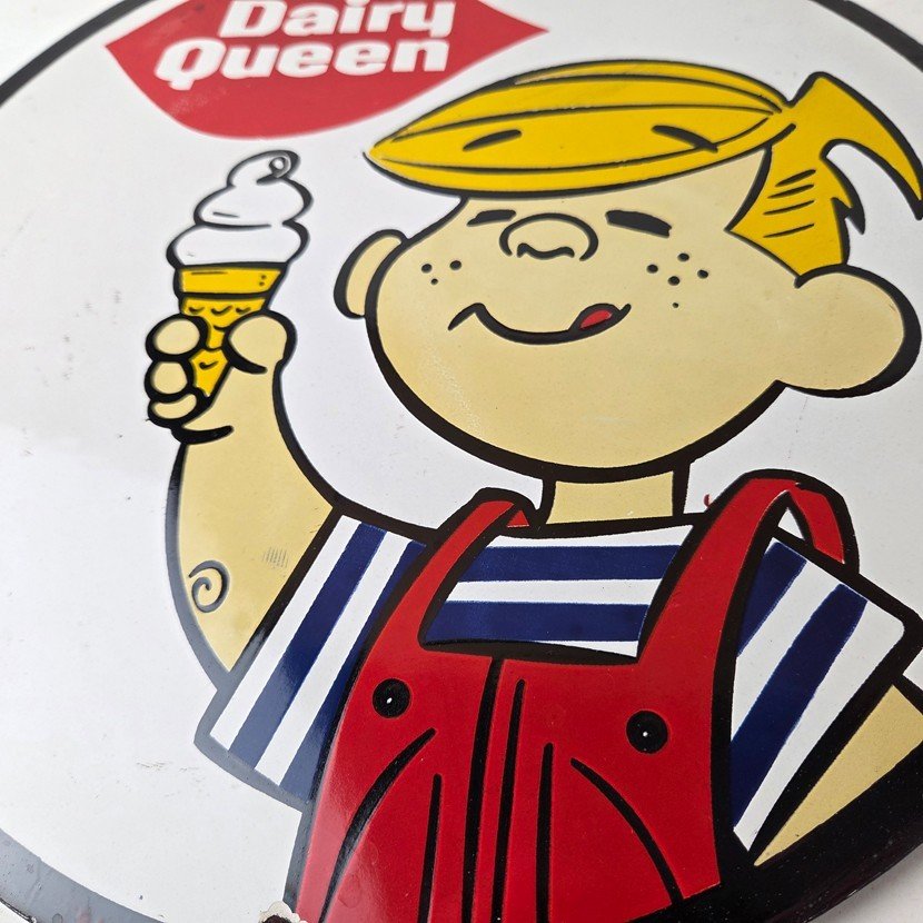 Vintage Dairy Queen Boy Mascot Porcelain Sign - Ice Cream Cone Sign - Image 4