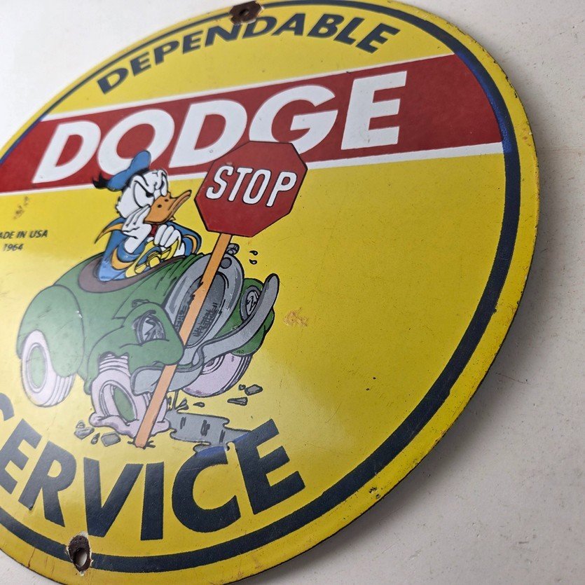 Vintage Dodge Sign - Old Muscle Gas Cars Sales Service Porcelain Sign - Image 13