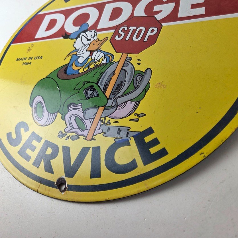 Vintage Dodge Sign - Old Muscle Gas Cars Sales Service Porcelain Sign - Image 14