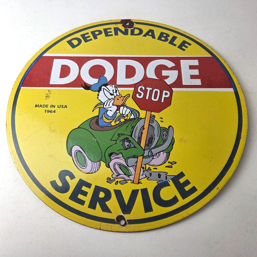 Vintage Dodge Sign - Old Muscle Gas Cars Sales Service Porcelain Sign - Image 15