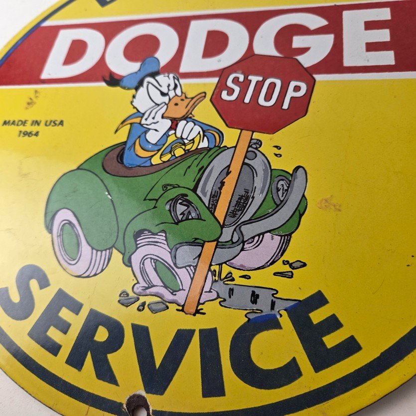 Vintage Dodge Sign - Old Muscle Gas Cars Sales Service Porcelain Sign - Image 4
