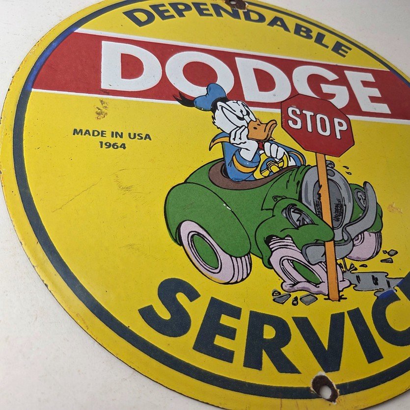 Vintage Dodge Sign - Old Muscle Gas Cars Sales Service Porcelain Sign - Image 6