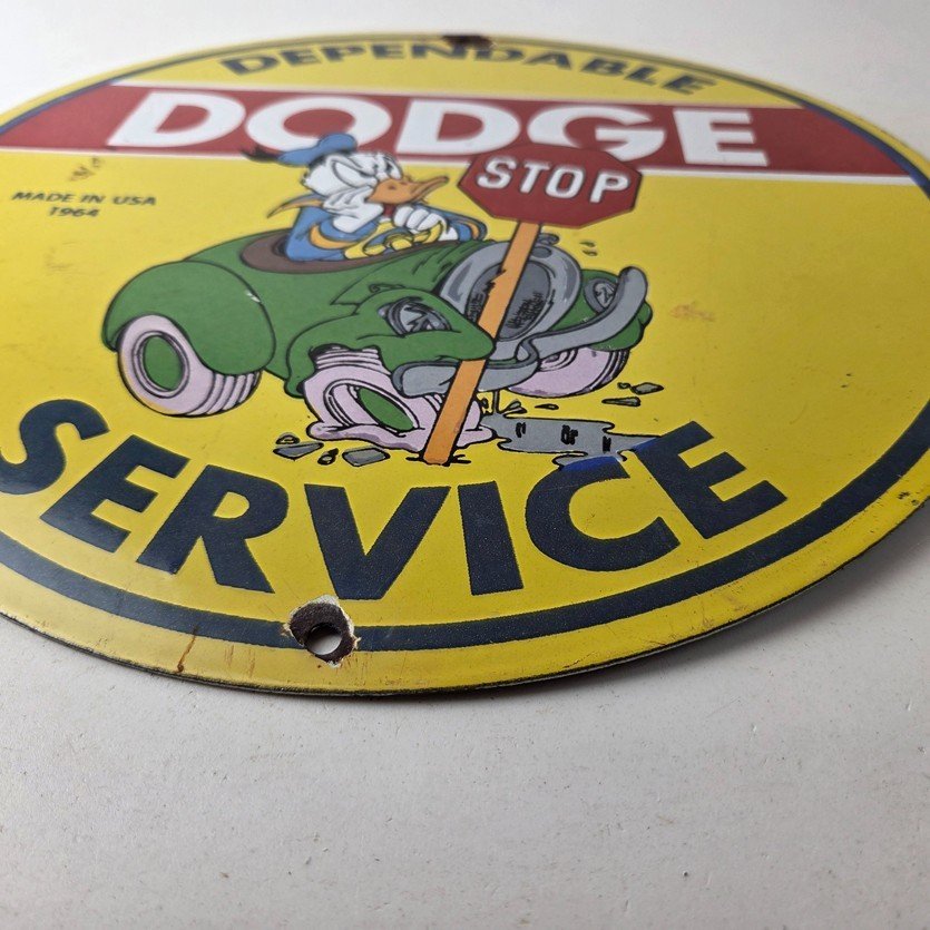 Vintage Dodge Sign - Old Muscle Gas Cars Sales Service Porcelain Sign - Image 10