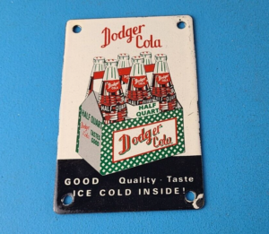 Vintage Dodger Cola Porcelain Sign Bottles 6 Pack Beverage Drink Cola Gas Sign 305899020516