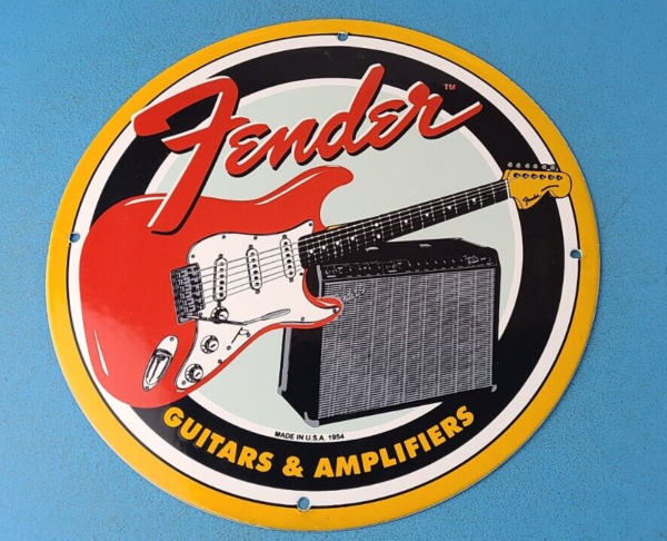 Vintage Electric Guitars Sign Amplifiers Acoustic Sales Service Gas Pump Sign 305375990976