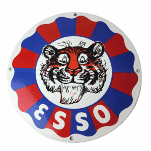 Vintage Esso Gasoline Sign - Gas Service Station Auto Fuel Tank Porcelain Sign