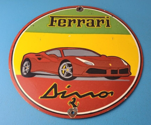 Vintage Ferrari Dino Sports Car Sign Auto Service Dealer Gas Porcelain Sign 305867585836