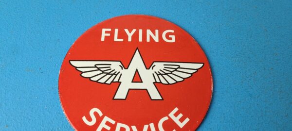 Vintage Flying A Gas Sign Topper Porcelain License Plate Auto Topper 305703692466 10