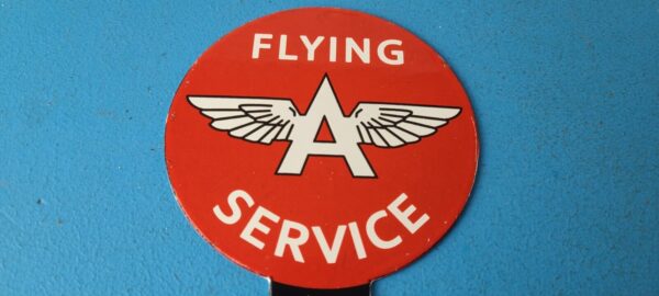 Vintage Flying A Gas Sign Topper Porcelain License Plate Auto Topper 305703692466 2