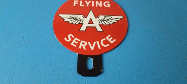 Vintage Flying A Gas Sign Topper Porcelain License Plate Auto Topper 305703692466 3