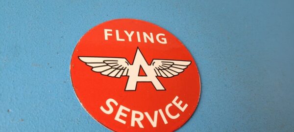 Vintage Flying A Gas Sign Topper Porcelain License Plate Auto Topper 305703692466 4