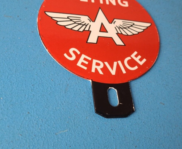 Vintage Flying A Gas Sign Topper Porcelain License Plate Auto Topper 305703692466 5