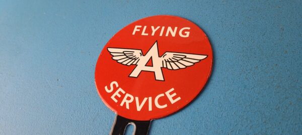 Vintage Flying A Gas Sign Topper Porcelain License Plate Auto Topper 305703692466 6