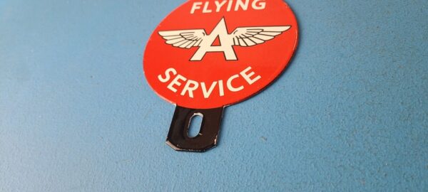 Vintage Flying A Gas Sign Topper Porcelain License Plate Auto Topper 305703692466 7