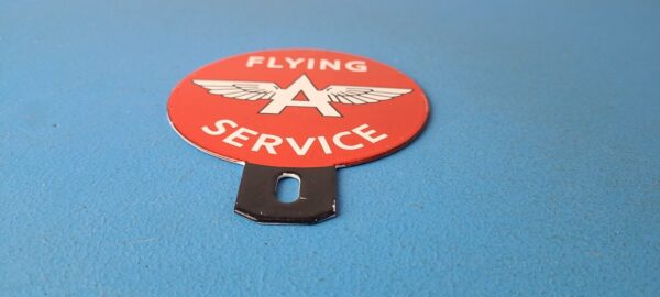 Vintage Flying A Gas Sign Topper Porcelain License Plate Auto Topper 305703692466 8