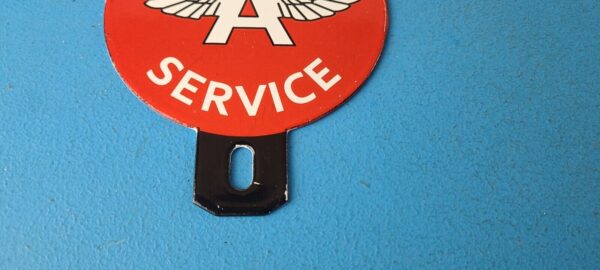 Vintage Flying A Gas Sign Topper Porcelain License Plate Auto Topper 305703692466 9