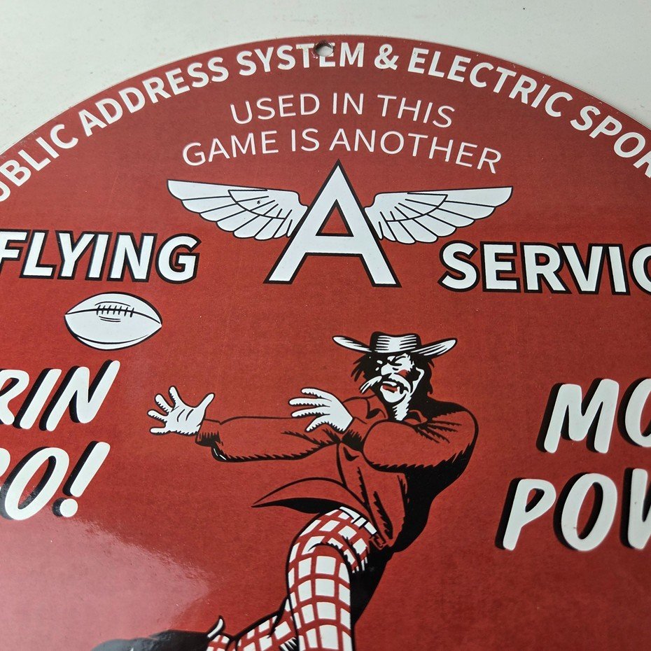 Vintage Flying A Gasoline Sign - 49ers Football Sports Porcelain Gas Pump Sign - Image 3