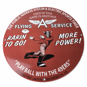 Vintage Flying A Gasoline Sign - 49ers Football Sports Porcelain Gas Pump Sign