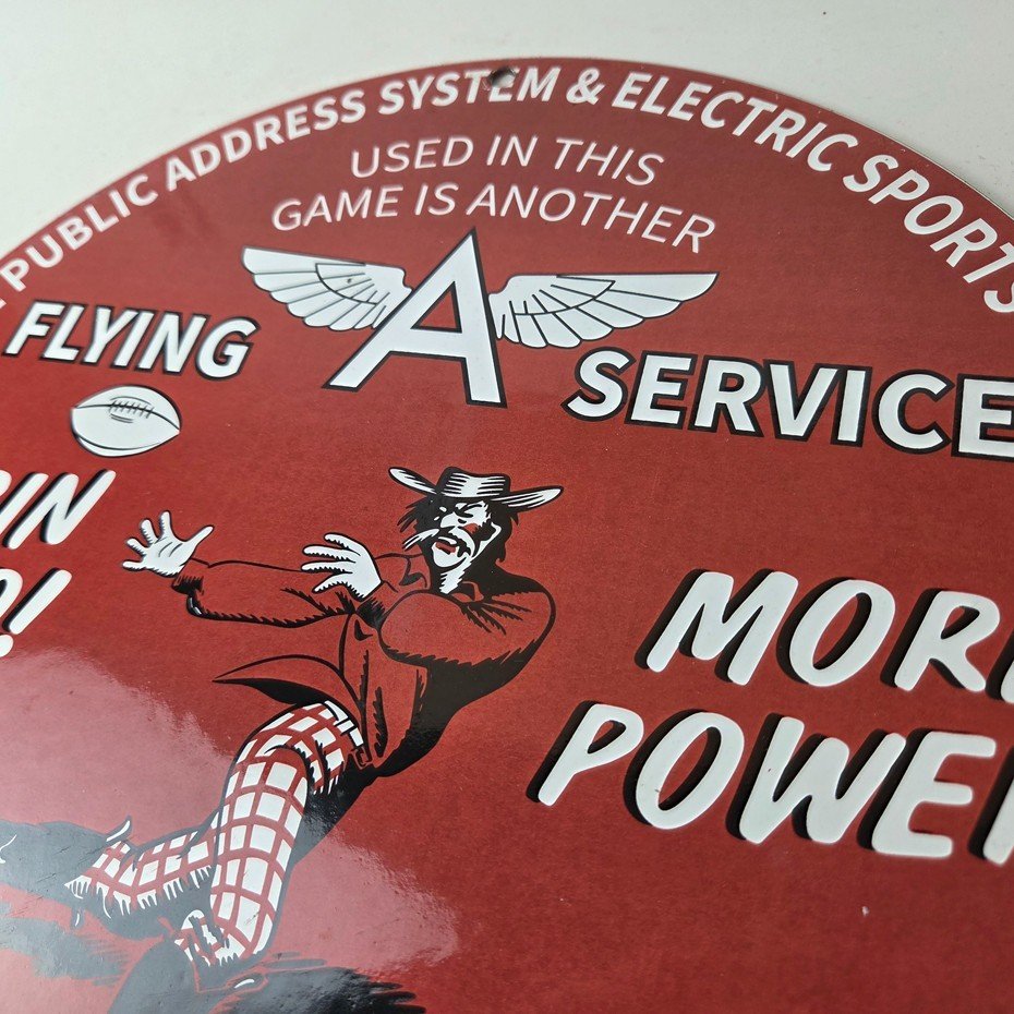 Vintage Flying A Gasoline Sign - 49ers Football Sports Porcelain Gas Pump Sign - Image 9