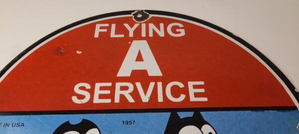 Vintage Flying A Gasoline Sign Felix the Cat Sign Porcelain Gas Pump Sign 305788428146 12