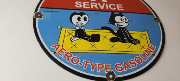 Vintage Flying A Gasoline Sign Felix the Cat Sign Porcelain Gas Pump Sign 305788428146 6