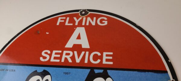 Vintage Flying A Gasoline Sign Felix the Cat Sign Porcelain Gas Pump Sign 305788428146 7