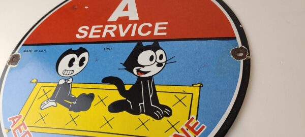 Vintage Flying A Gasoline Sign Felix the Cat Sign Porcelain Gas Pump Sign 305788428146 8