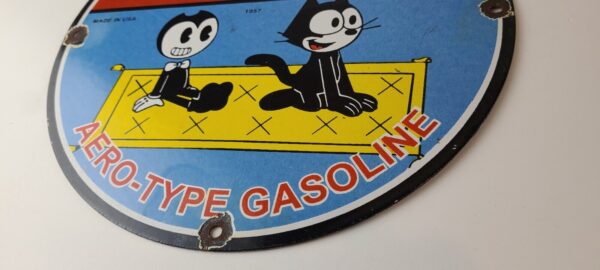 Vintage Flying A Gasoline Sign Felix the Cat Sign Porcelain Gas Pump Sign 305788428146 9