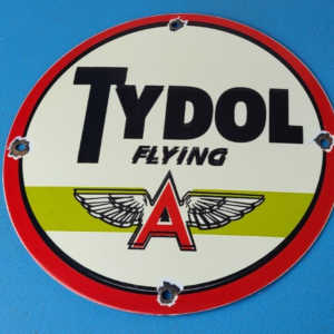Vintage Flying A Gasoline Sign - Tydol Flying Aviation Gas Pump Porcelain Sign
