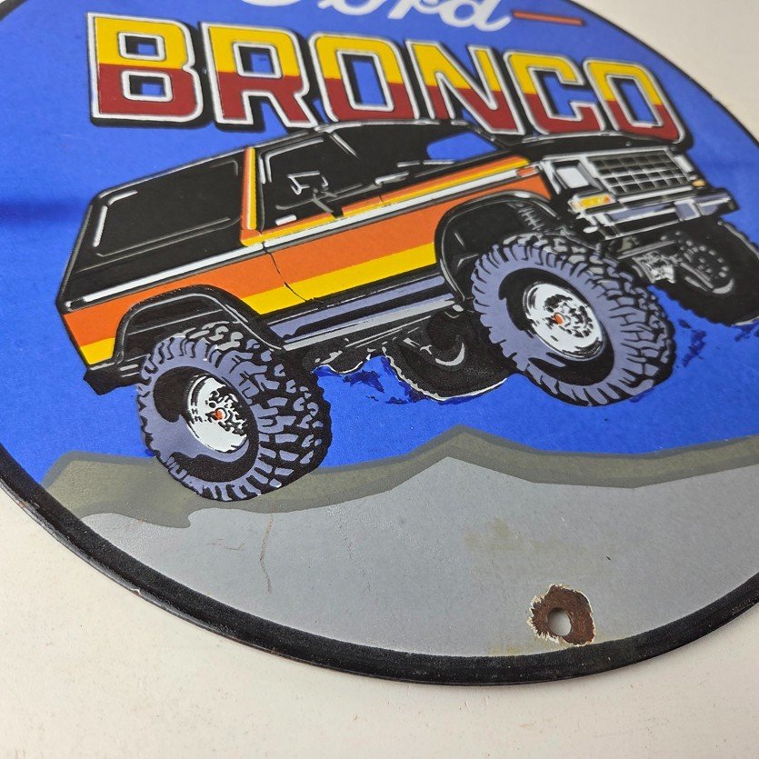 Vintage Ford Motors Porcelain Sign - 78' Bronco Sunset Porcelain Auto Sign - Image 11
