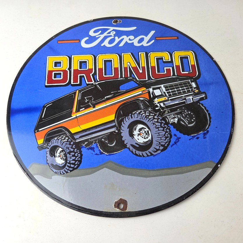 Vintage Ford Motors Porcelain Sign - 78' Bronco Sunset Porcelain Auto Sign - Image 15