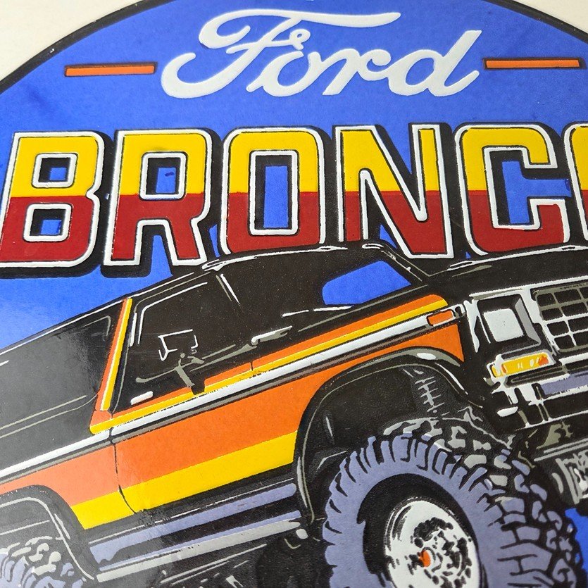 Vintage Ford Motors Porcelain Sign - 78' Bronco Sunset Porcelain Auto Sign - Image 3