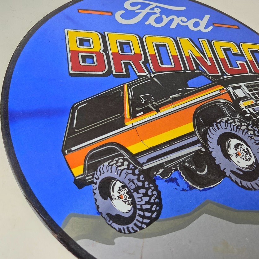 Vintage Ford Motors Porcelain Sign - 78' Bronco Sunset Porcelain Auto Sign - Image 6