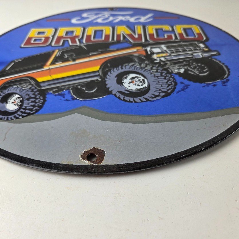 Vintage Ford Motors Porcelain Sign - 78' Bronco Sunset Porcelain Auto Sign - Image 10