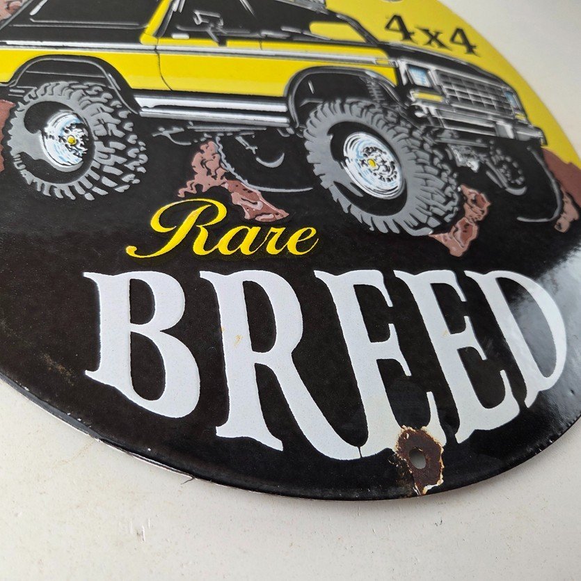 Vintage Ford Motors Porcelain Sign - Bronco Rare Breed Porcelain Dealership Sign - Image 11