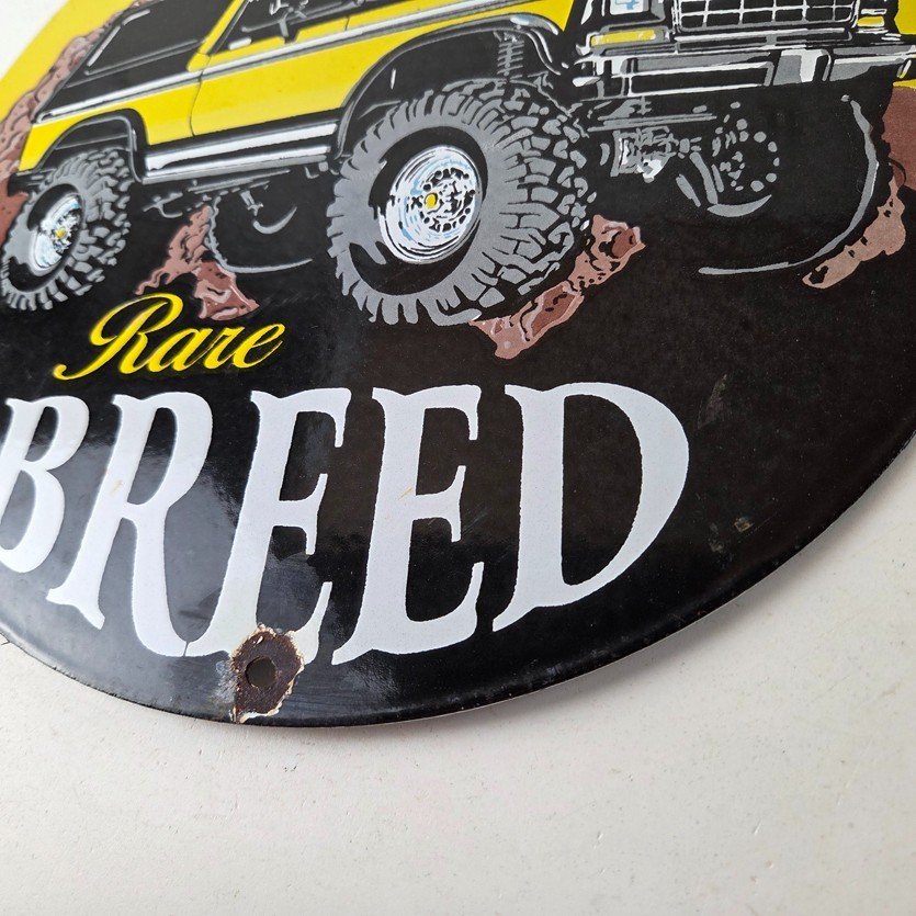 Vintage Ford Motors Porcelain Sign - Bronco Rare Breed Porcelain Dealership Sign - Image 14