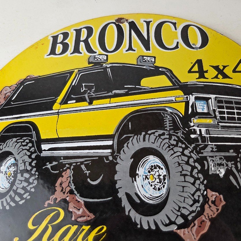 Vintage Ford Motors Porcelain Sign - Bronco Rare Breed Porcelain Dealership Sign - Image 3