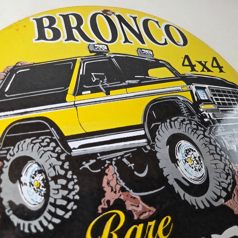 Vintage Ford Motors Porcelain Sign - Bronco Rare Breed Porcelain Dealership Sign - Image 5