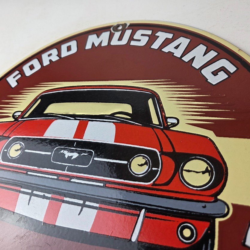 Vintage Ford Motors Sign - Mustang Gas Pump American Automotive Porcelain Sign - Image 12