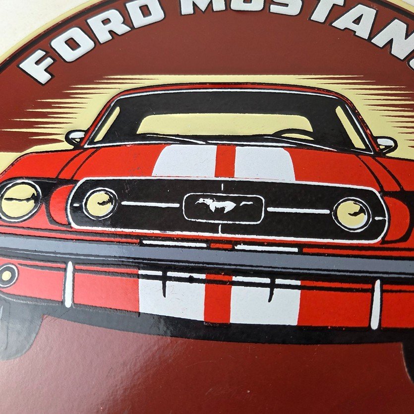 Vintage Ford Motors Sign - Mustang Gas Pump American Automotive Porcelain Sign - Image 3