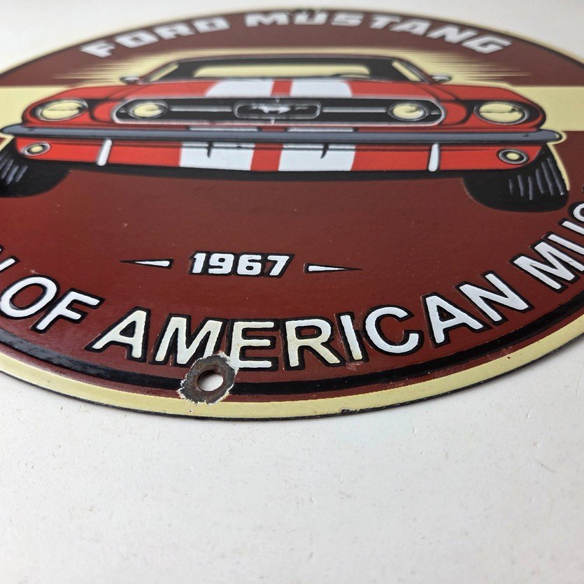 Vintage Ford Motors Sign - Mustang Gas Pump American Automotive Porcelain Sign - Image 10