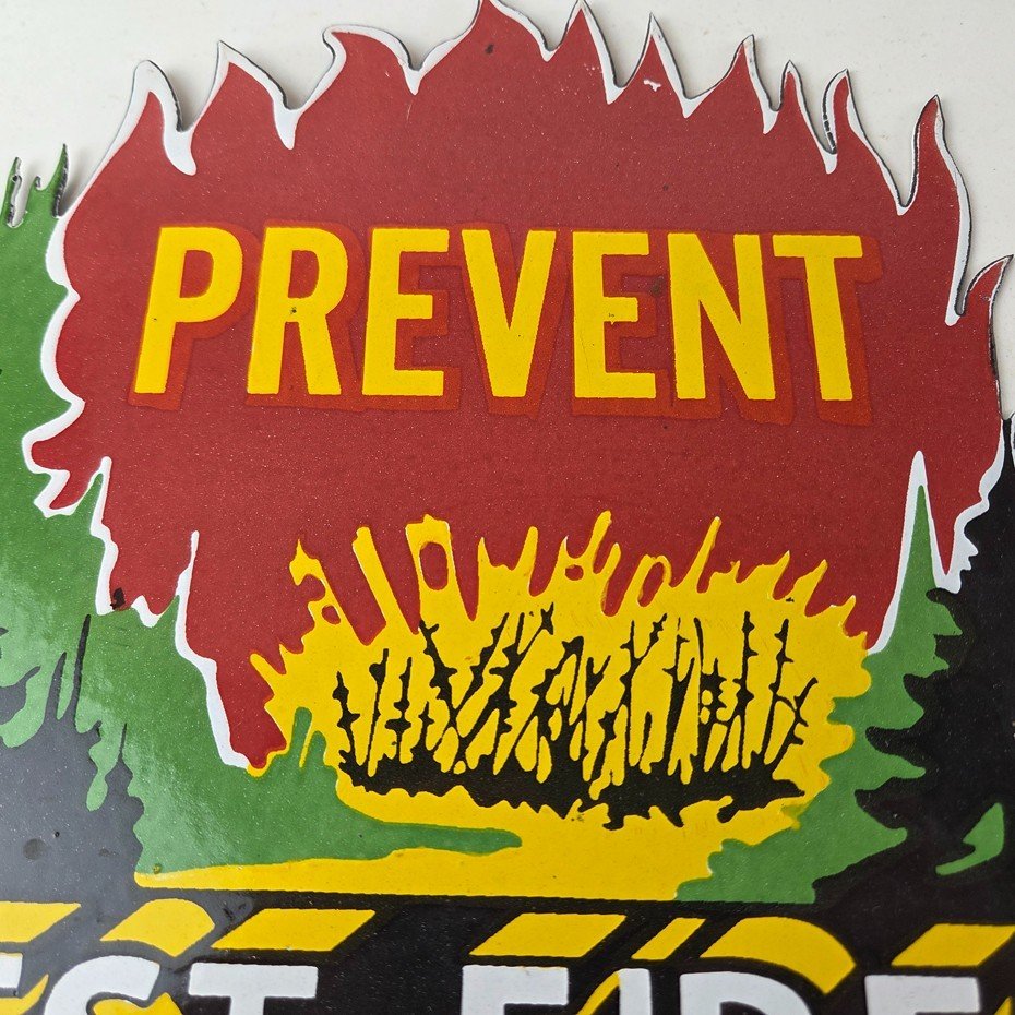 Vintage Forest Service Sign - Smokey Bear Prevent Fires Gas Porcelain Sign - Image 4