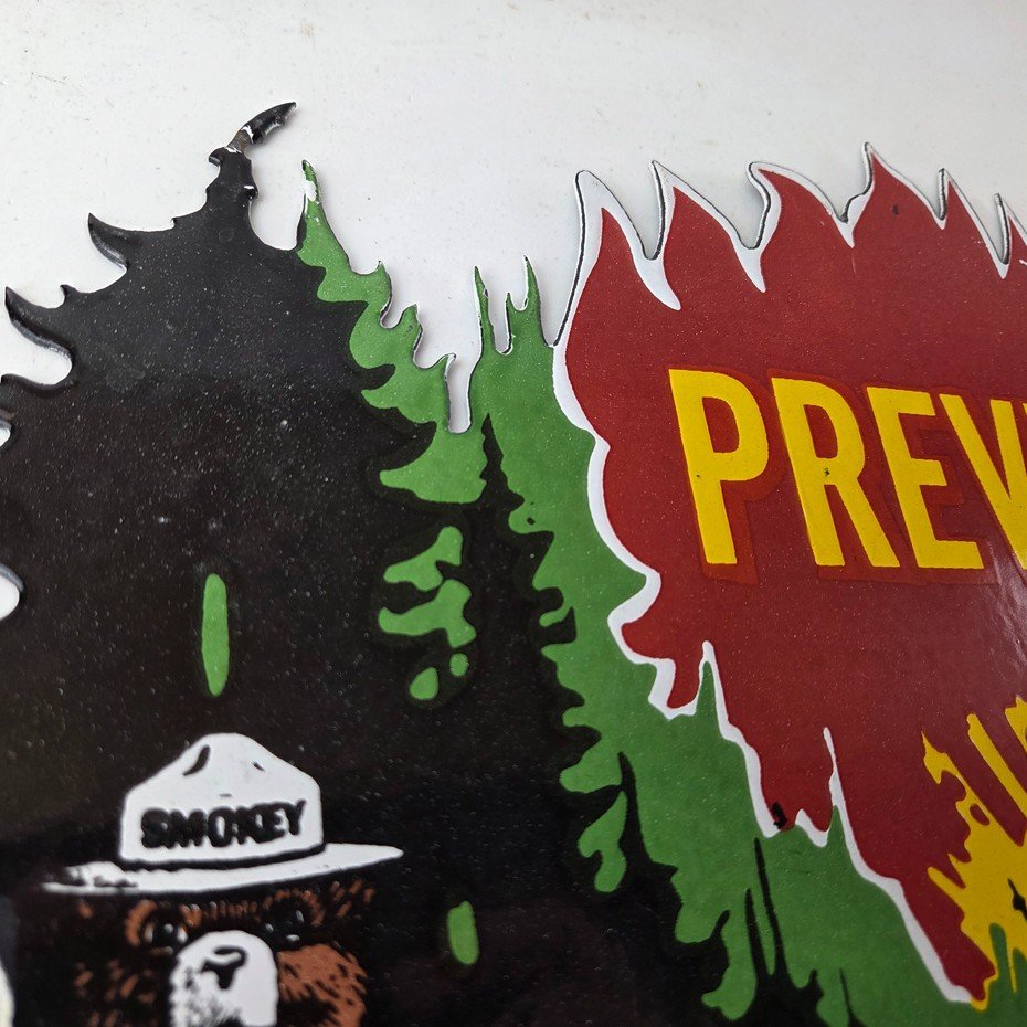 Vintage Forest Service Sign - Smokey Bear Prevent Fires Gas Porcelain Sign - Image 5